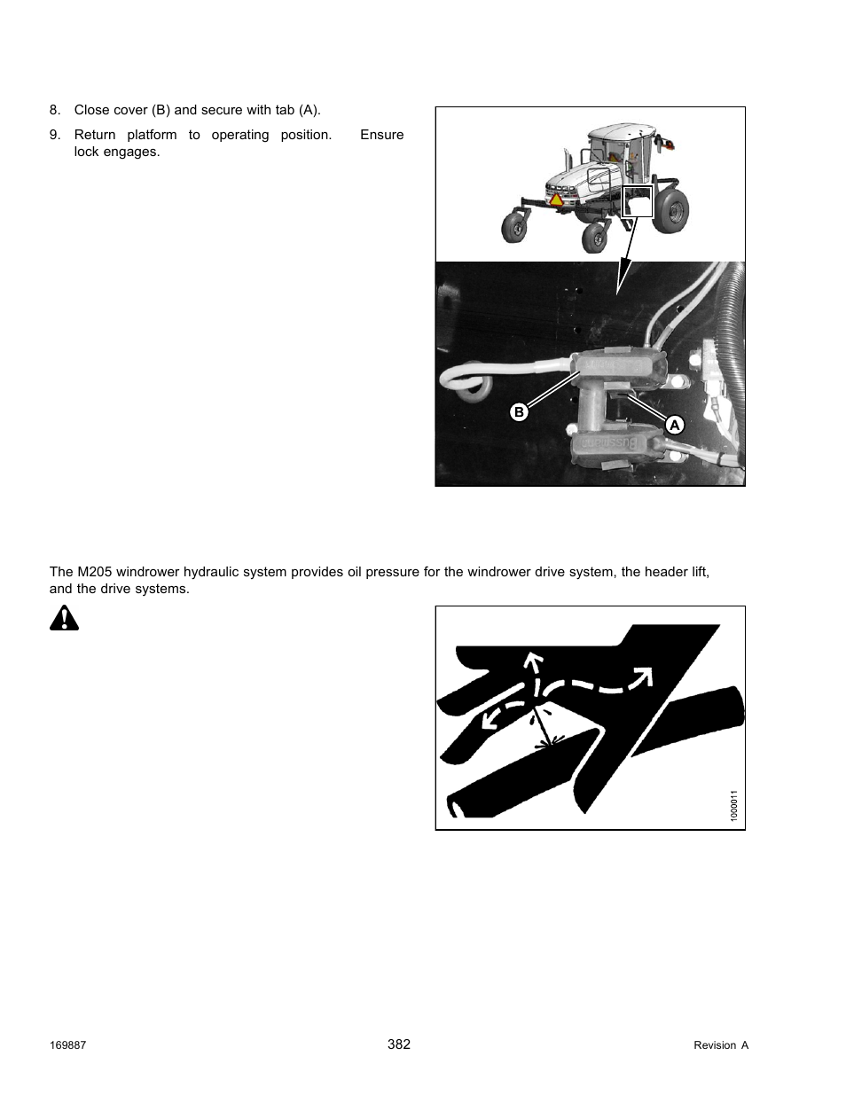 9hydraulic system, Hydraulic system, 9 hydraulic system | Warning | MacDon M205 Operators Manual User Manual | Page 398 / 482