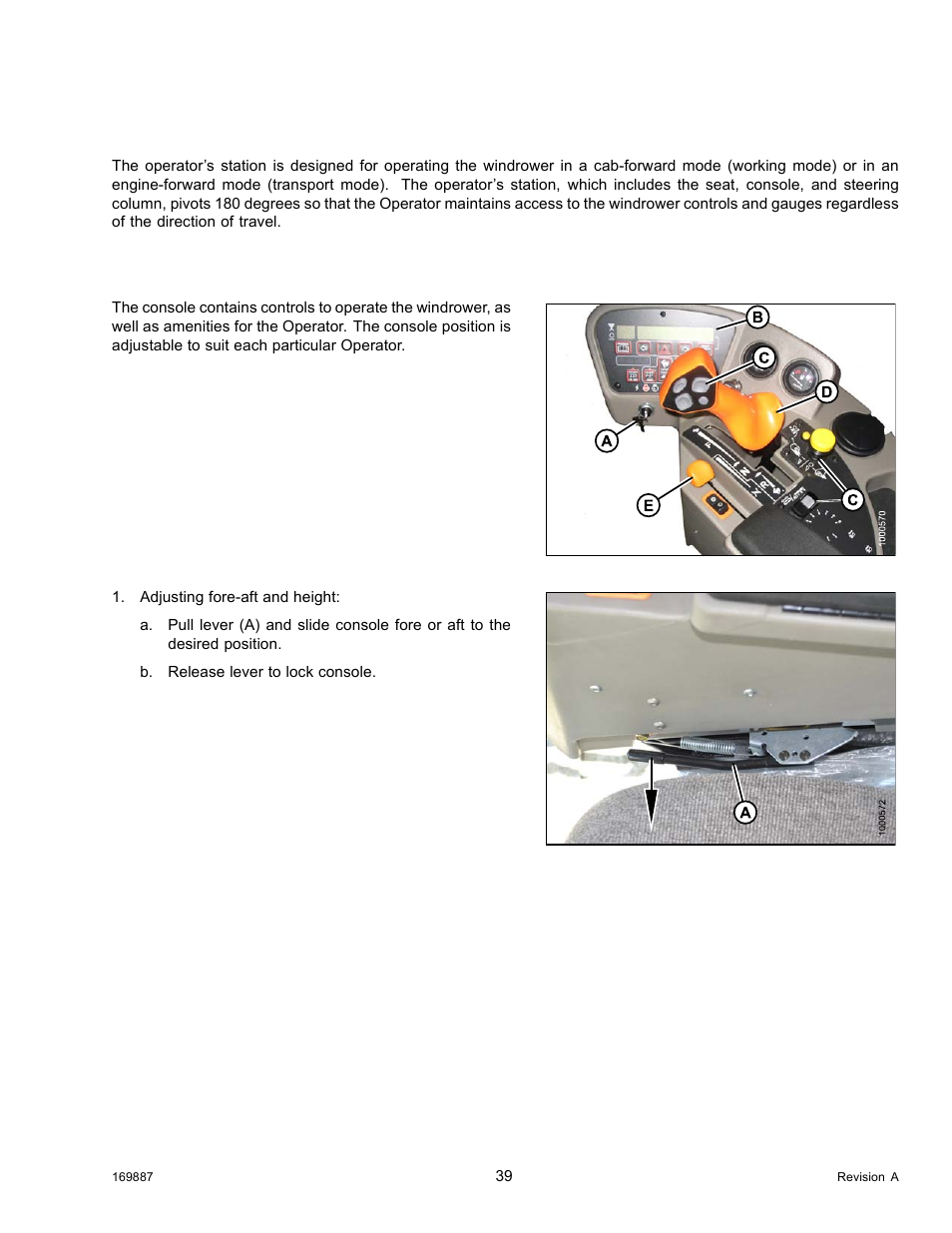 3operator’s station, 1operator console, Operator’s station | Operator console, 1 operator console | MacDon M205 Operators Manual User Manual | Page 55 / 482