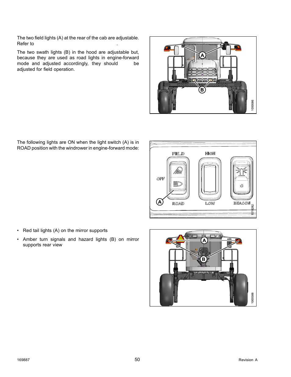 2engine-forward lighting: road, Engine-forward lighting: road, 2 engine-forward lighting: road | MacDon M205 Operators Manual User Manual | Page 66 / 482