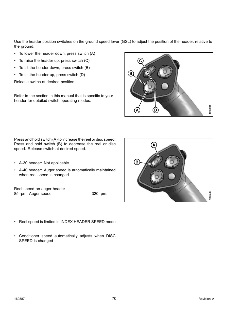 Header position switches, Reel and disc speed switches | MacDon M205 Operators Manual User Manual | Page 86 / 482