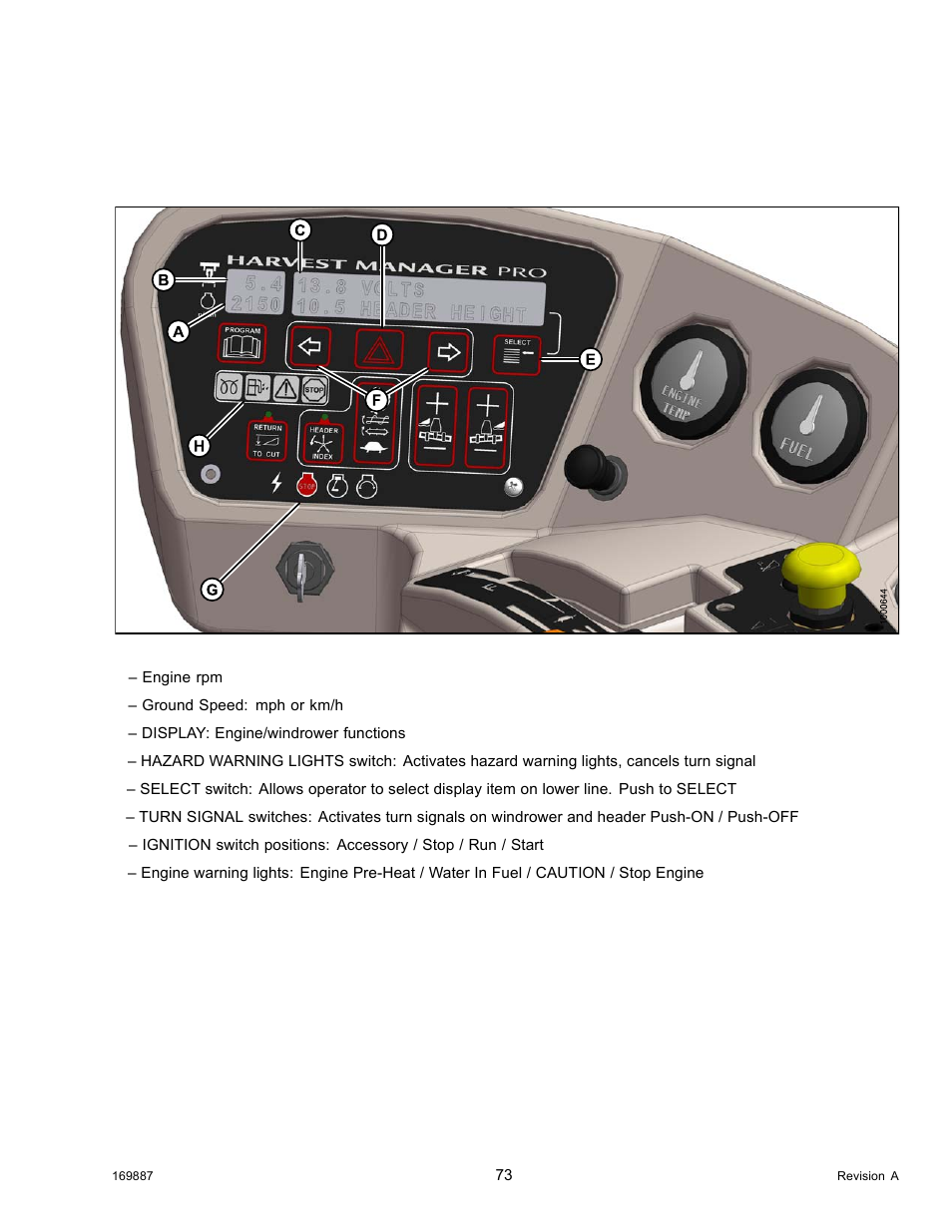 18cab display module (cdm), 1engine and windrower functions, Cab display module (cdm) | Engine and windrower functions, 18 cab display module (cdm), 1 engine and windrower functions | MacDon M205 Operators Manual User Manual | Page 89 / 482