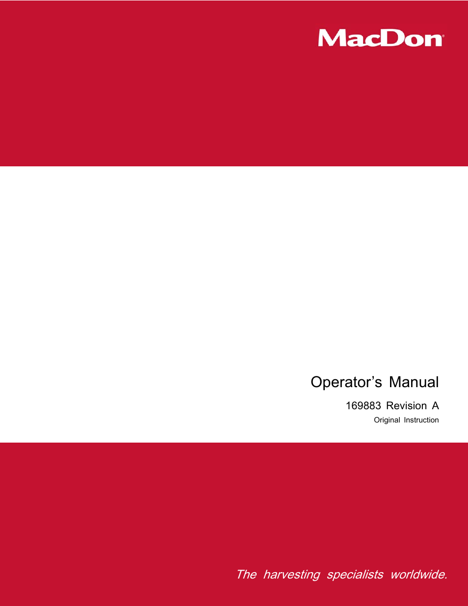 MacDon M155 Operators Manual User Manual | 458 pages