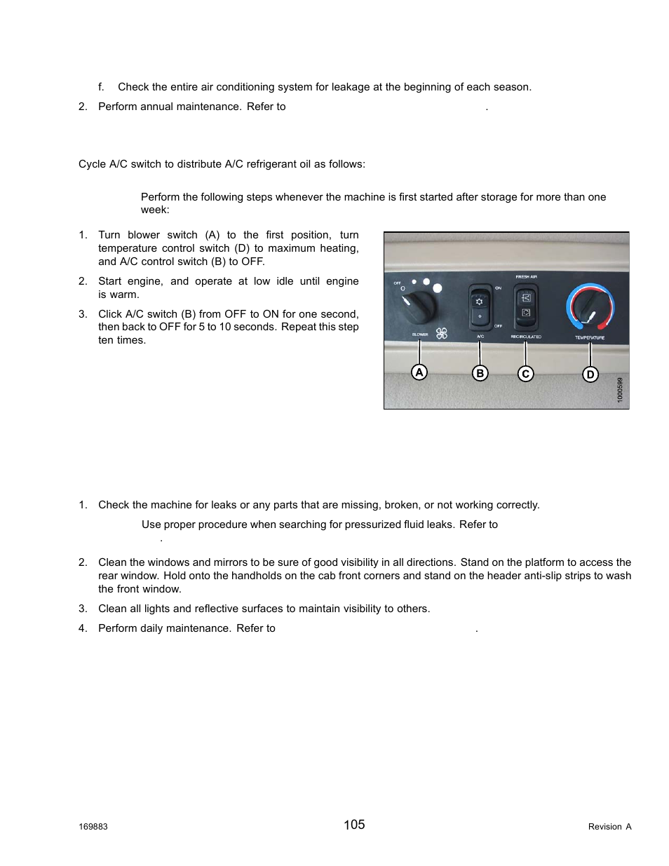 A/c compressor coolant cycling, 4daily check, Daily check | 4 daily check | MacDon M155 Operators Manual User Manual | Page 121 / 458