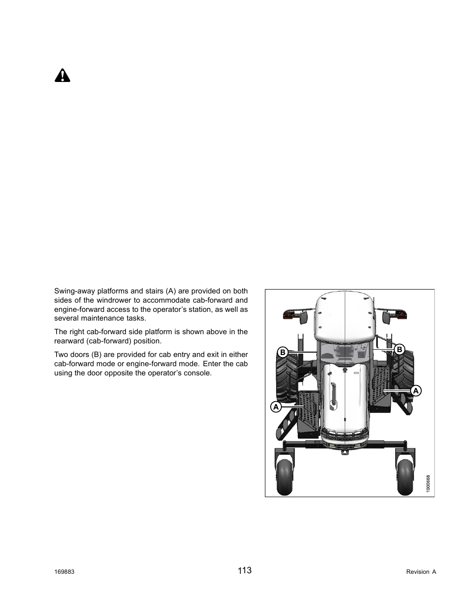 Ingress/egress, Caution | MacDon M155 Operators Manual User Manual | Page 129 / 458