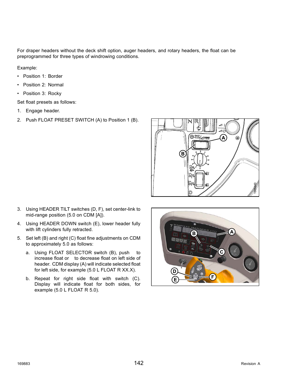 Float options, Operation float options | MacDon M155 Operators Manual User Manual | Page 158 / 458