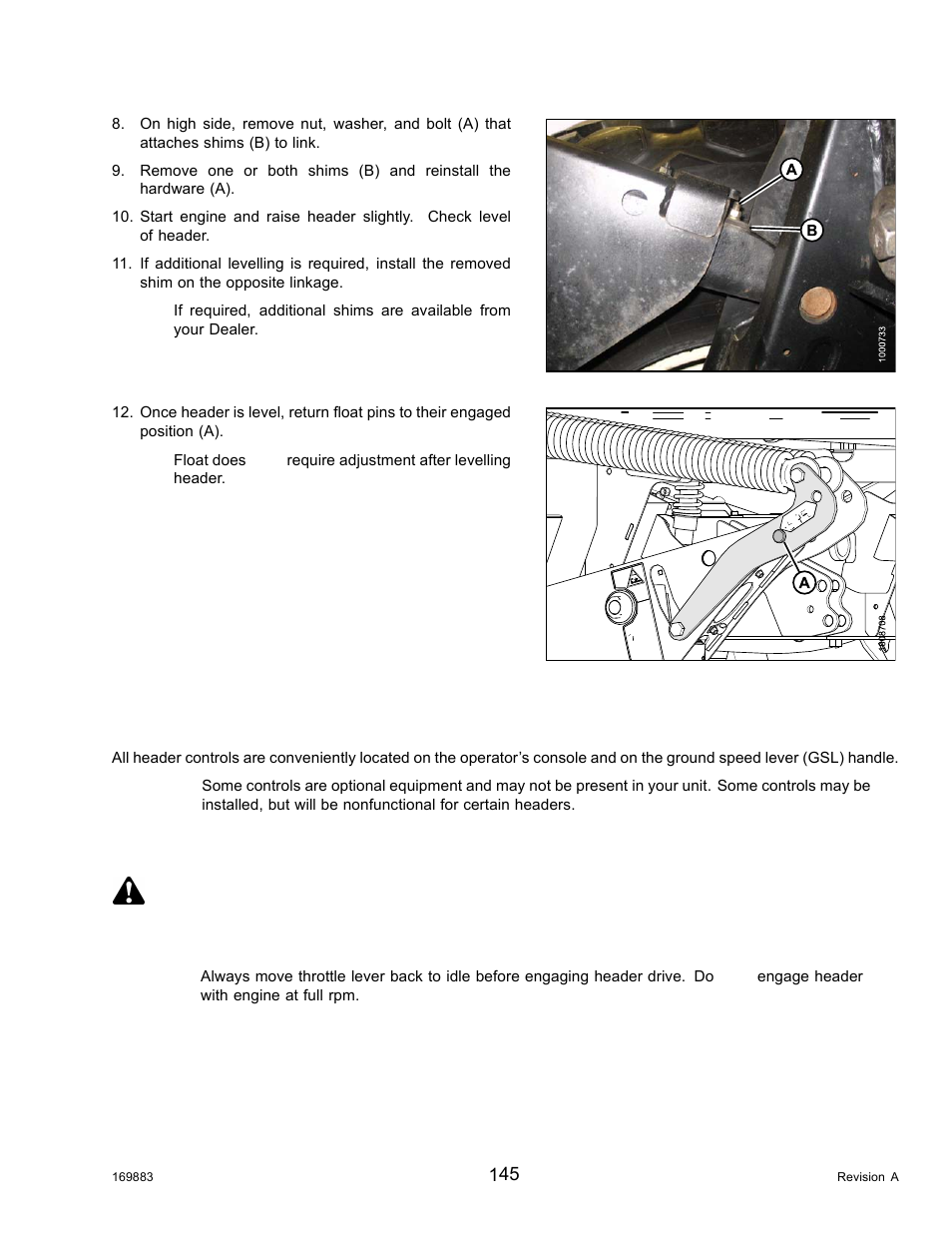 4header drive, Engaging and disengaging the header, Header drive | 4 header drive, Caution | MacDon M155 Operators Manual User Manual | Page 161 / 458