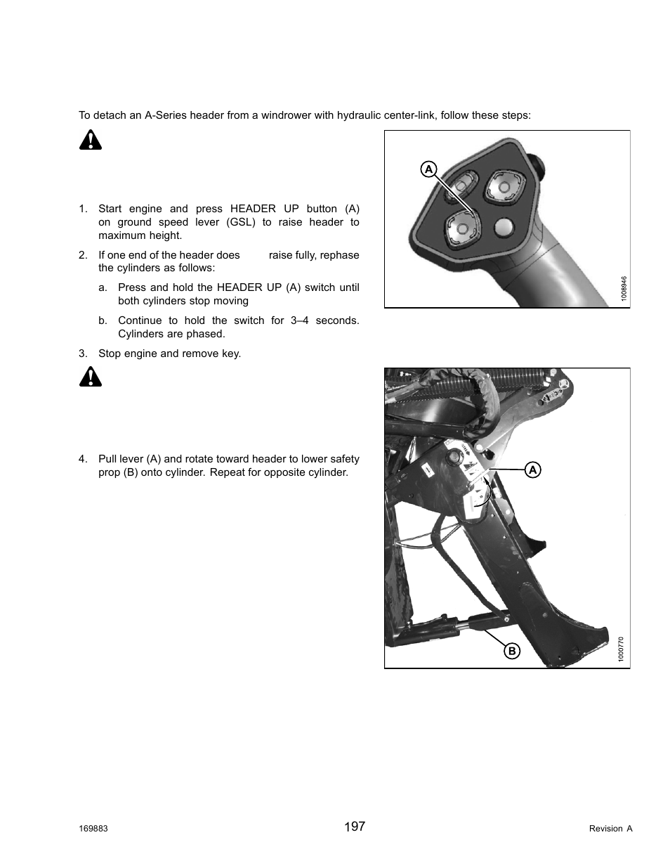 Warning, Danger | MacDon M155 Operators Manual User Manual | Page 213 / 458