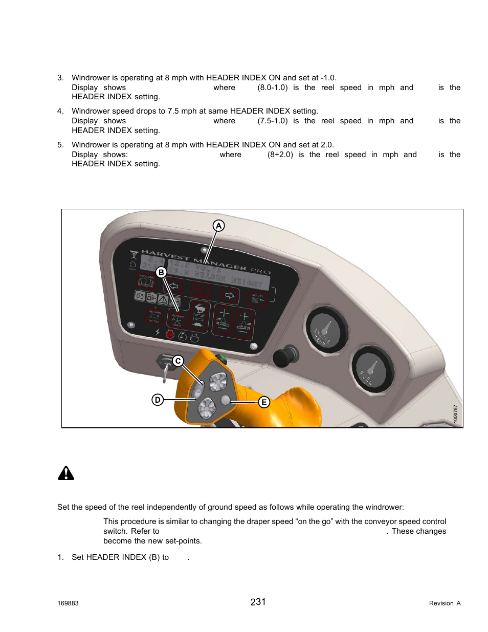 Reel only speed, Caution, Operation | MacDon M155 Operators Manual User Manual | Page 247 / 458