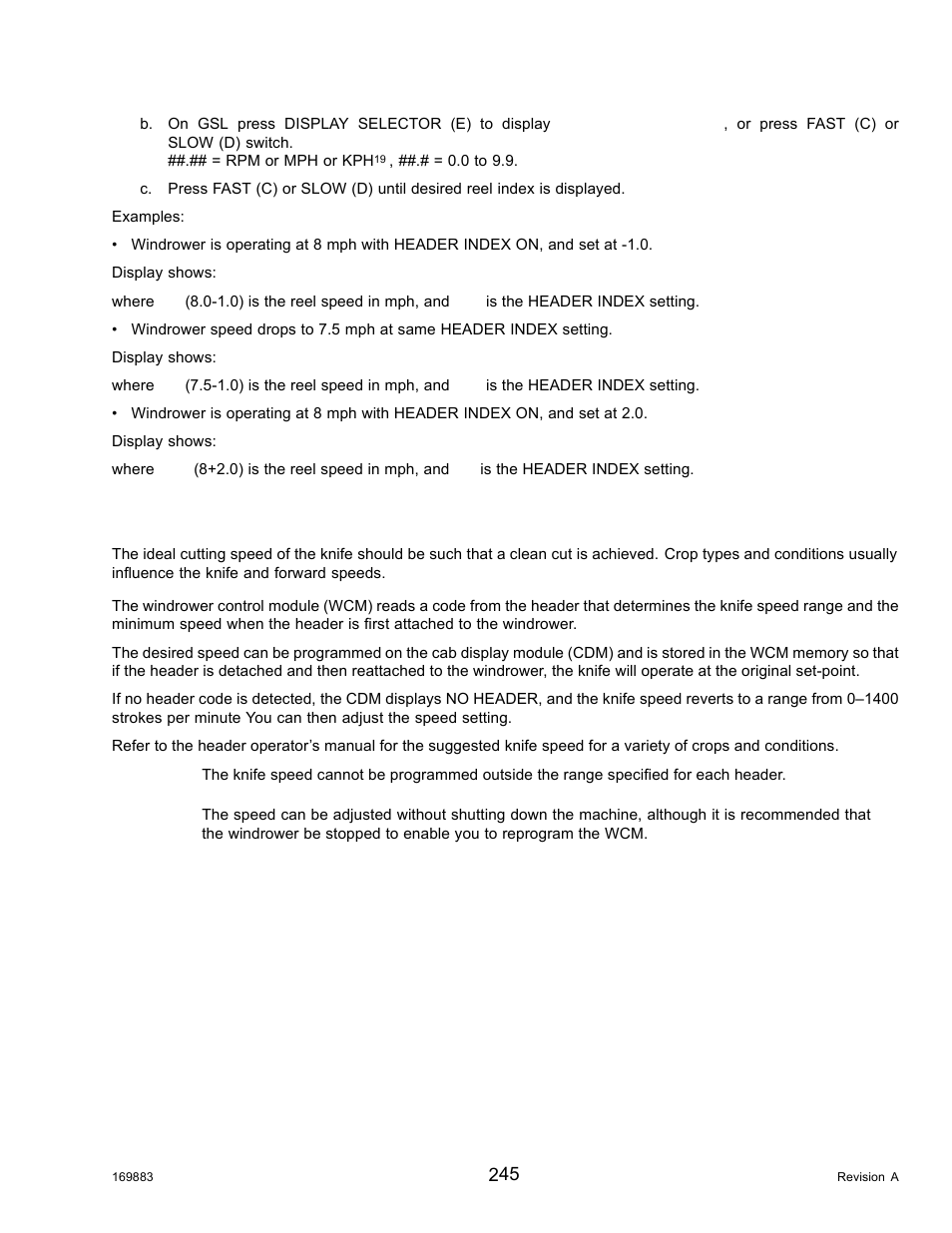 3knife speed, Knife speed, 3 knife speed | MacDon M155 Operators Manual User Manual | Page 261 / 458