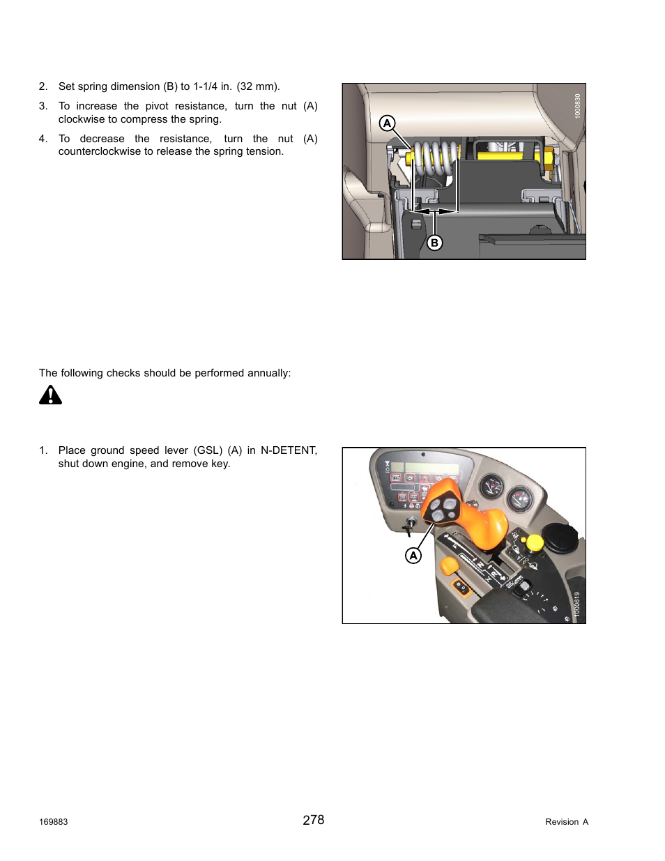 4steering adjustments, Checking steering link pivots, Steering adjustments | 4 steering adjustments, Danger | MacDon M155 Operators Manual User Manual | Page 294 / 458