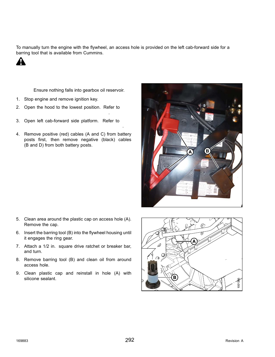 Turning engine manually, Danger | MacDon M155 Operators Manual User Manual | Page 308 / 458