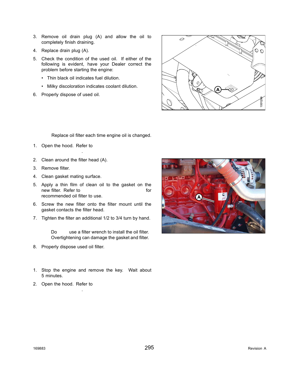 Replacing engine oil filter, Adding engine oil | MacDon M155 Operators Manual User Manual | Page 311 / 458