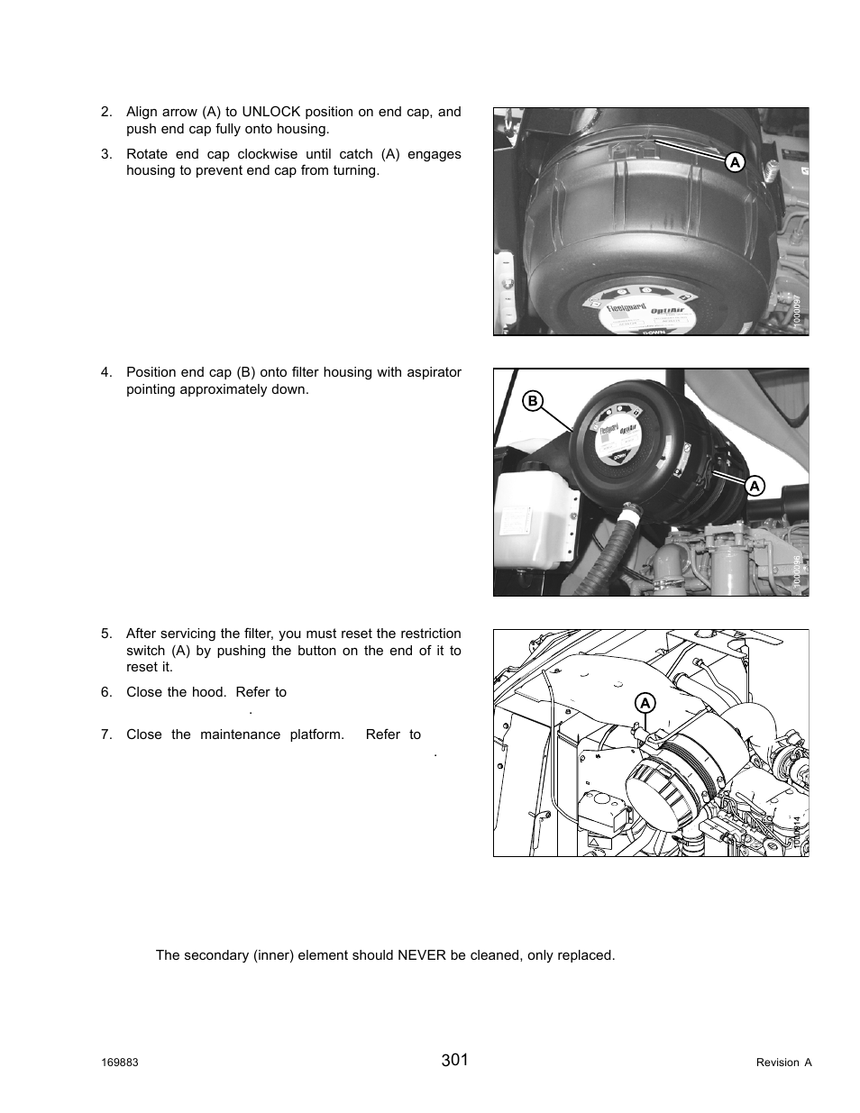 Cleaning engine air filter primary element | MacDon M155 Operators Manual User Manual | Page 317 / 458