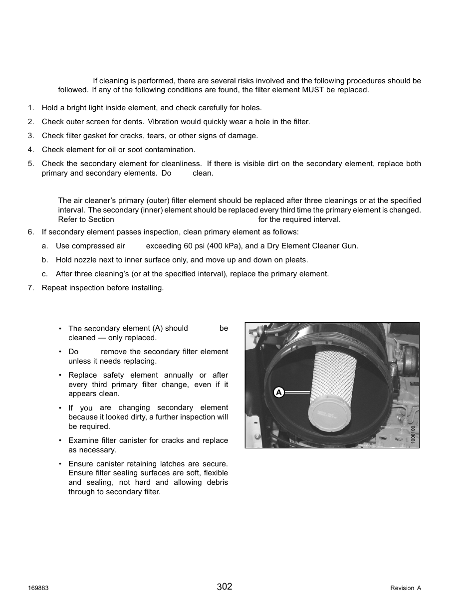Removing and installing secondary air filter | MacDon M155 Operators Manual User Manual | Page 318 / 458