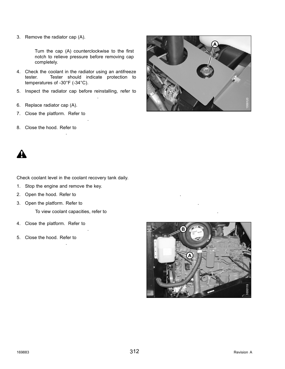 Checking coolant level, Danger | MacDon M155 Operators Manual User Manual | Page 328 / 458