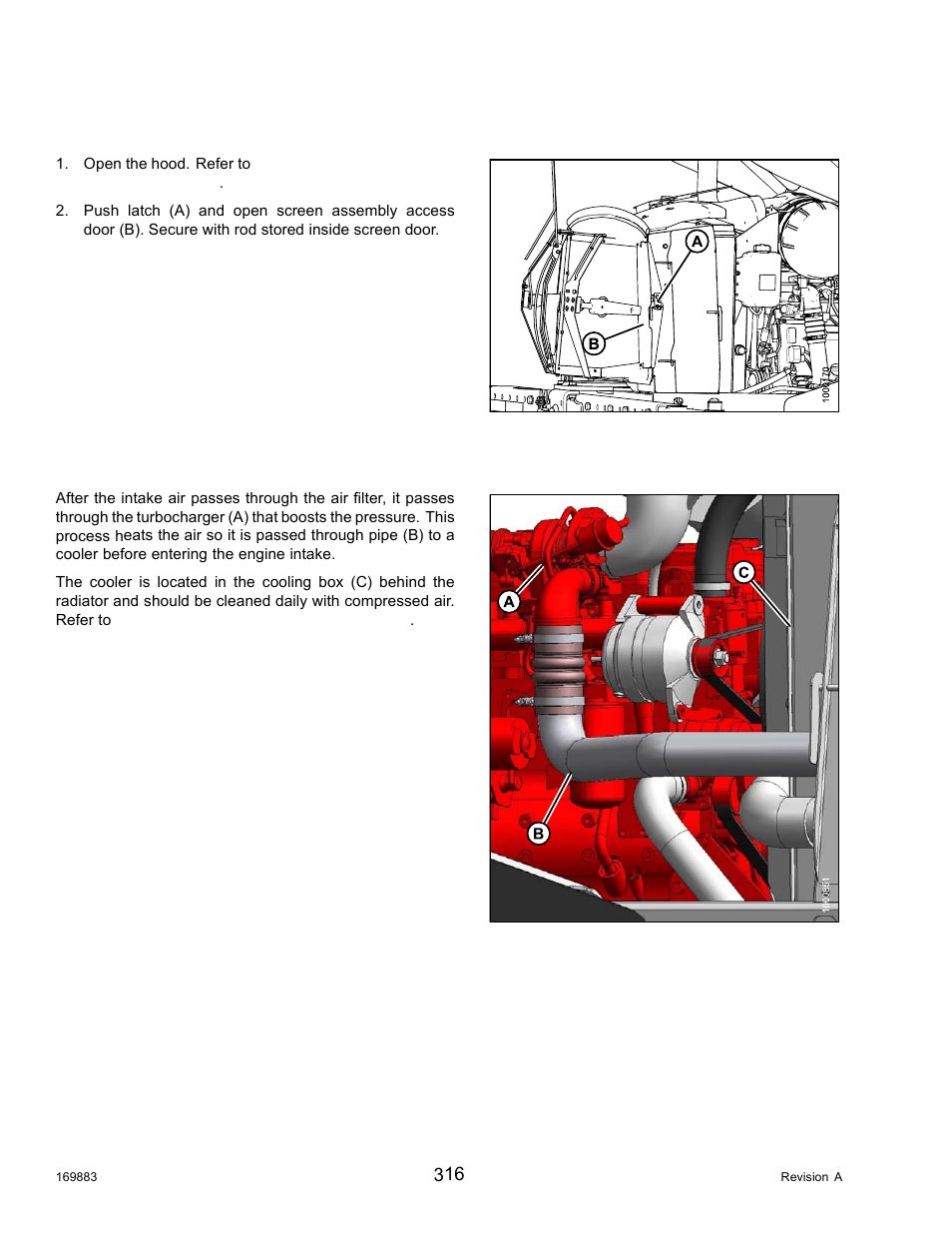 Opening cooler box screen, Charge air cooling | MacDon M155 Operators Manual User Manual | Page 332 / 458