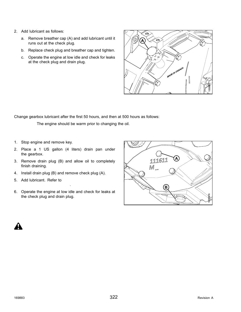 Changing lubricant, Exhaust system, Caution | MacDon M155 Operators Manual User Manual | Page 338 / 458