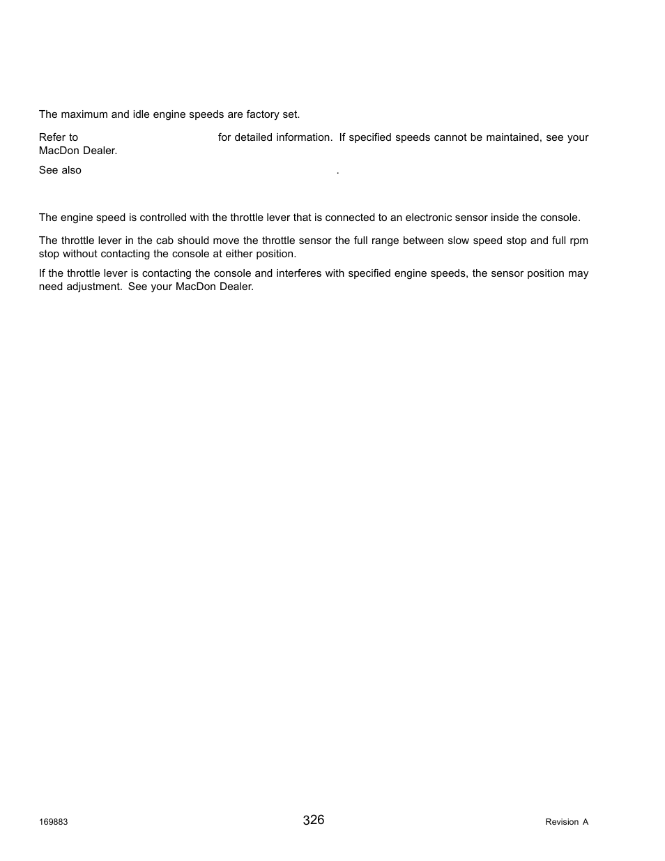 Engine speed, Throttle adjustment, 8electrical system | Battery, Electrical system, 8 electrical system | MacDon M155 Operators Manual User Manual | Page 342 / 458