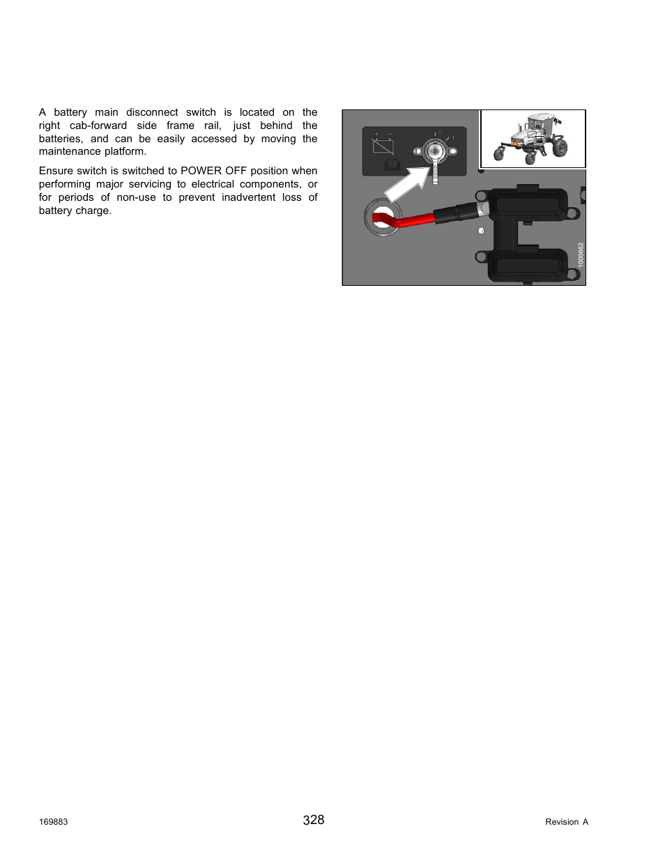 Battery main disconnect switch | MacDon M155 Operators Manual User Manual | Page 344 / 458