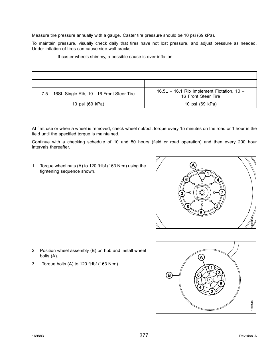 Caster wheel nut torque, Table 5.21 caster tire options | MacDon M155 Operators Manual User Manual | Page 393 / 458