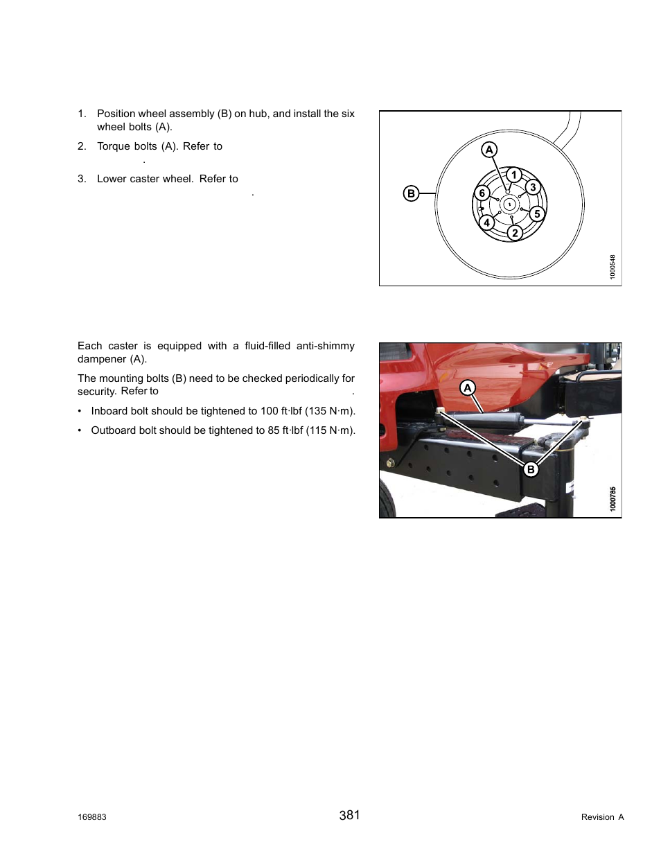 Installing formed caster wheel, Caster wheels anti-shimmy dampeners | MacDon M155 Operators Manual User Manual | Page 397 / 458