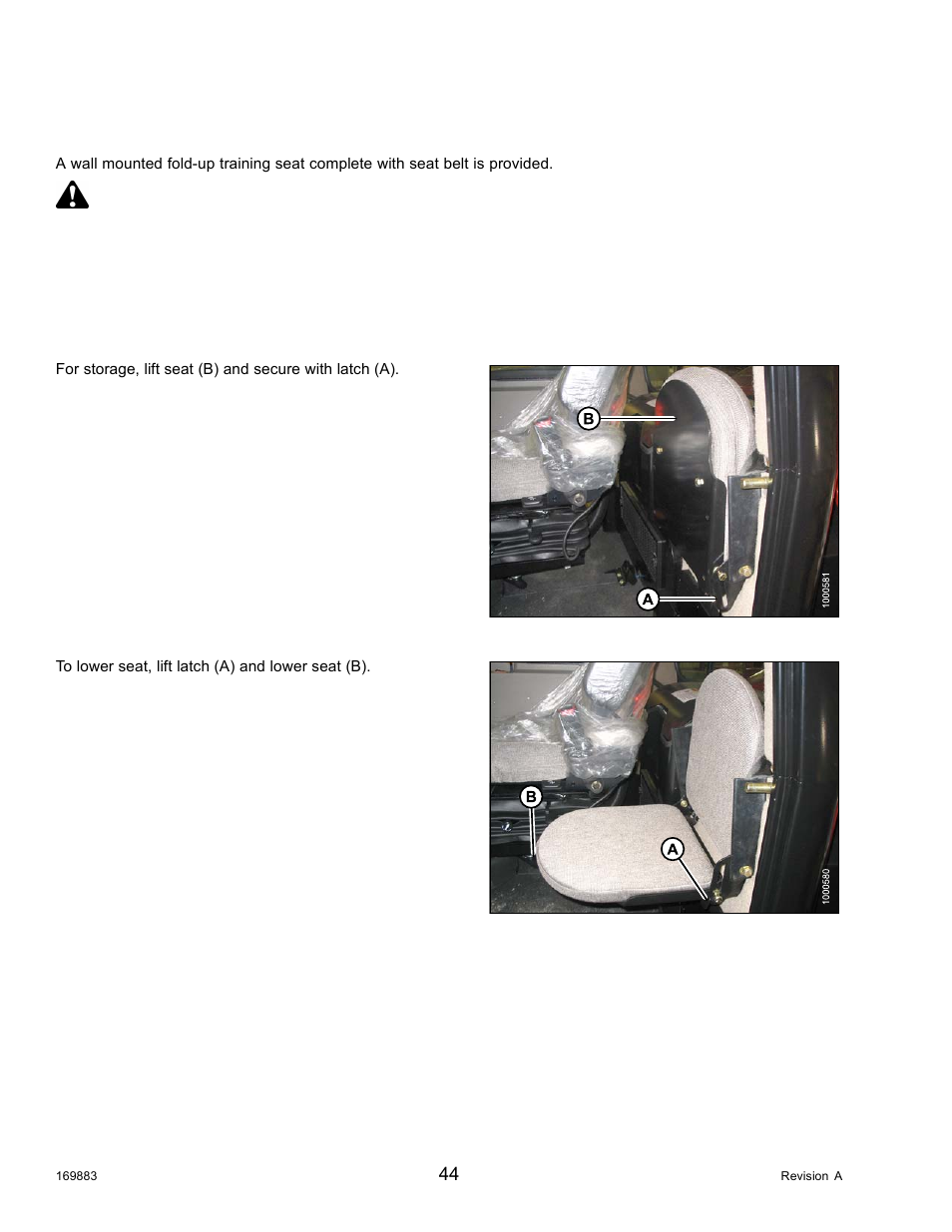 4training seat, Training seat, 4 training seat | Warning | MacDon M155 Operators Manual User Manual | Page 60 / 458