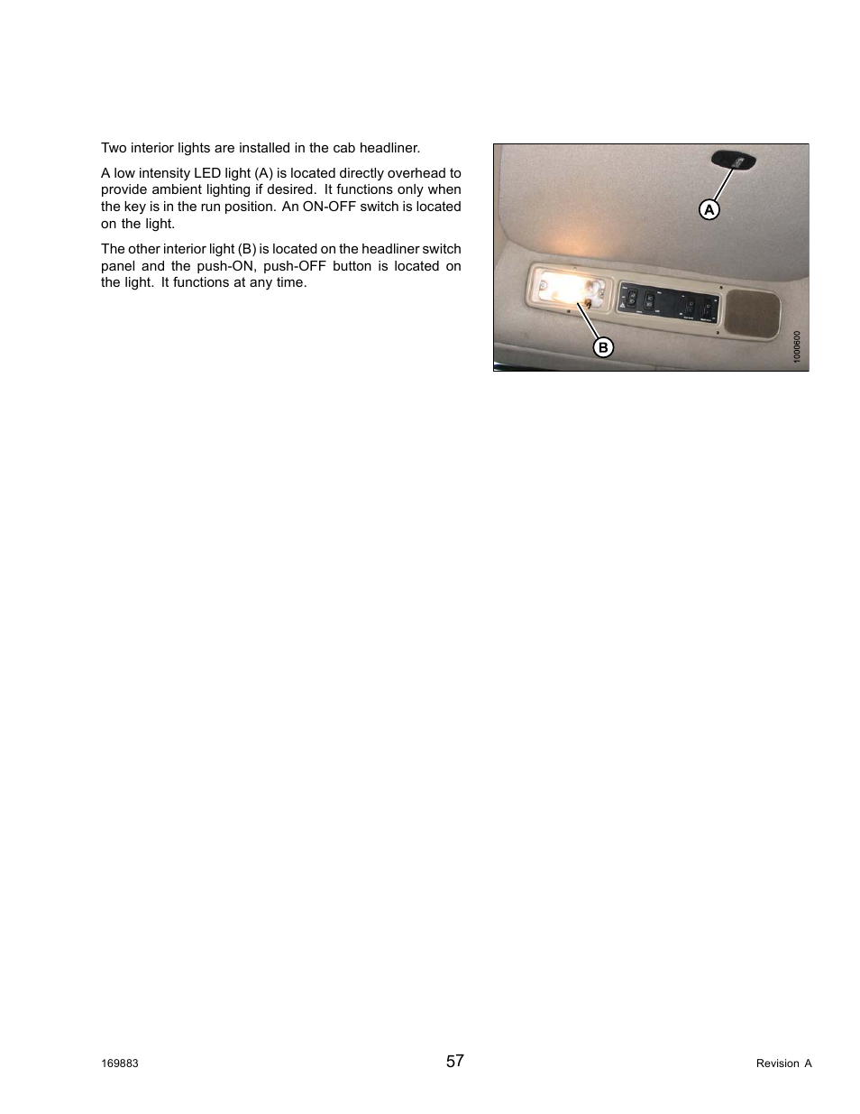 11interior lights, Interior lights, 11 interior lights | MacDon M155 Operators Manual User Manual | Page 73 / 458