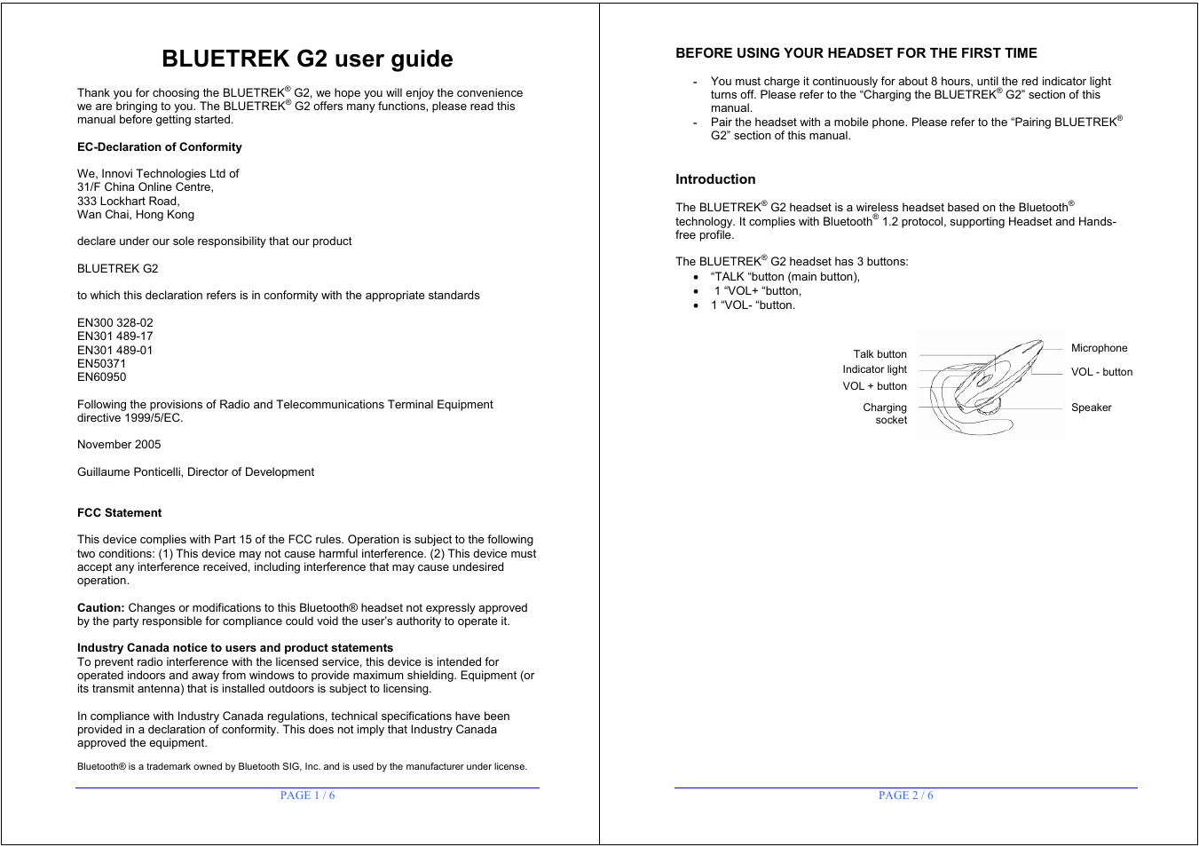 BlueTrek EN300 328-02 User Manual | 3 pages