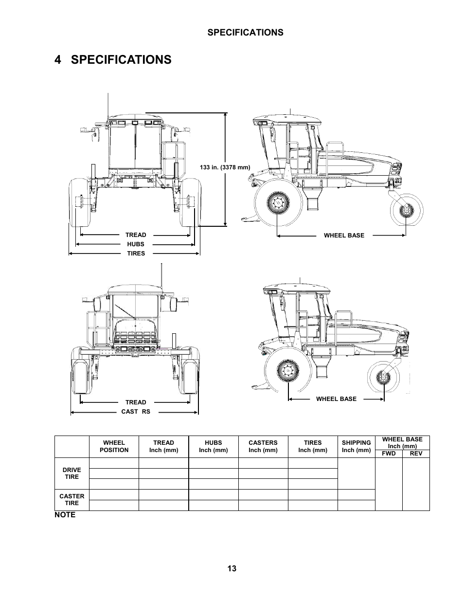 4 specifications, Specifications, 1 windrower dimensions | MacDon M100 SP Operators Manual User Manual | Page 15 / 193