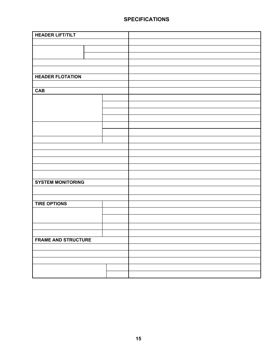 Specifications | MacDon M100 SP Operators Manual User Manual | Page 17 / 193