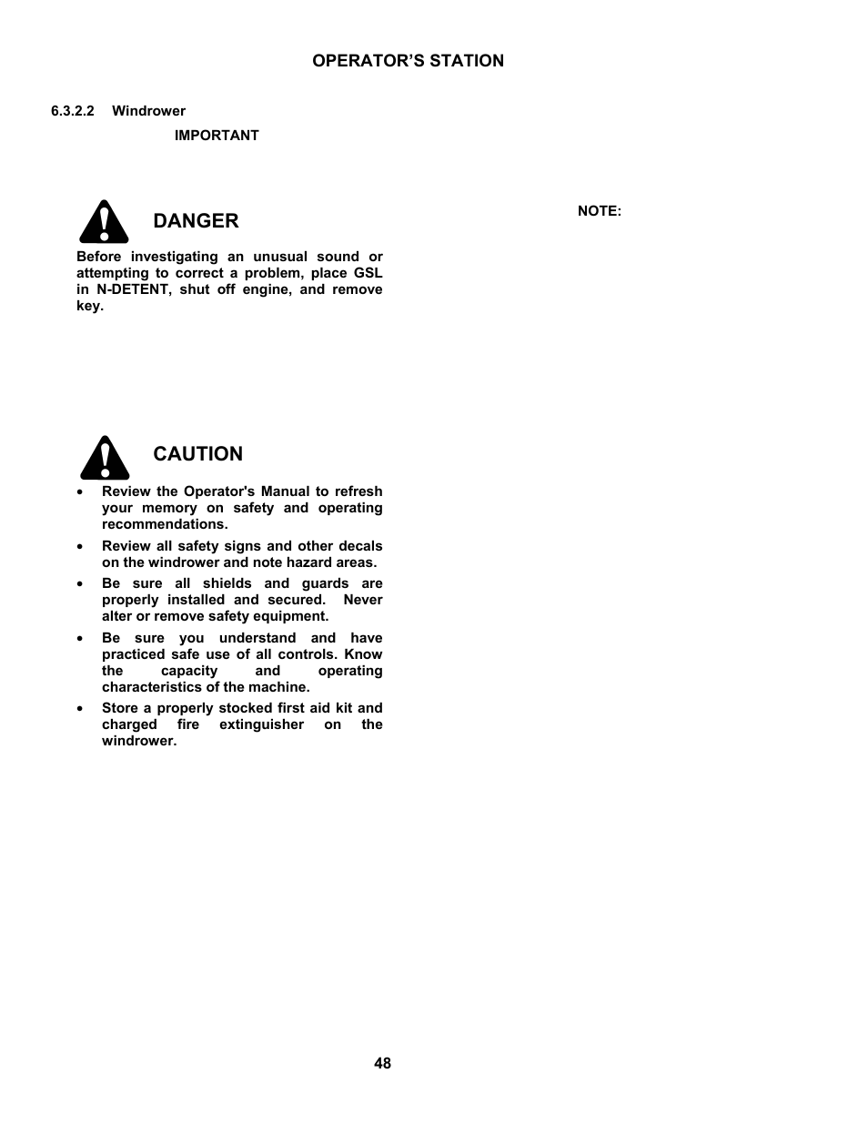 Danger, Caution | MacDon M100 SP Operators Manual User Manual | Page 50 / 193