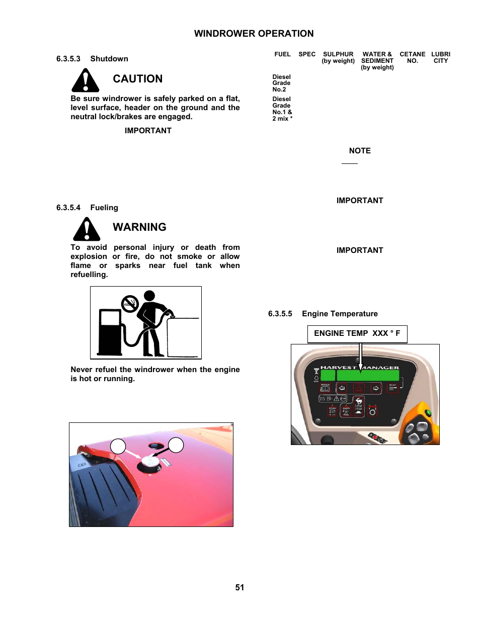 Caution, Warning, Windrower operation | MacDon M100 SP Operators Manual User Manual | Page 53 / 193