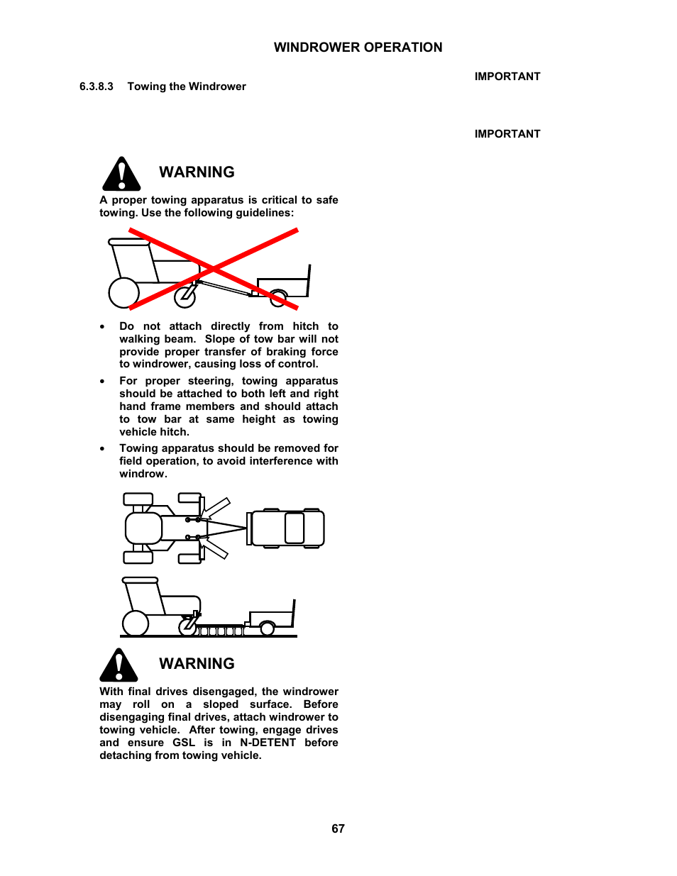 Warning | MacDon M100 SP Operators Manual User Manual | Page 69 / 193