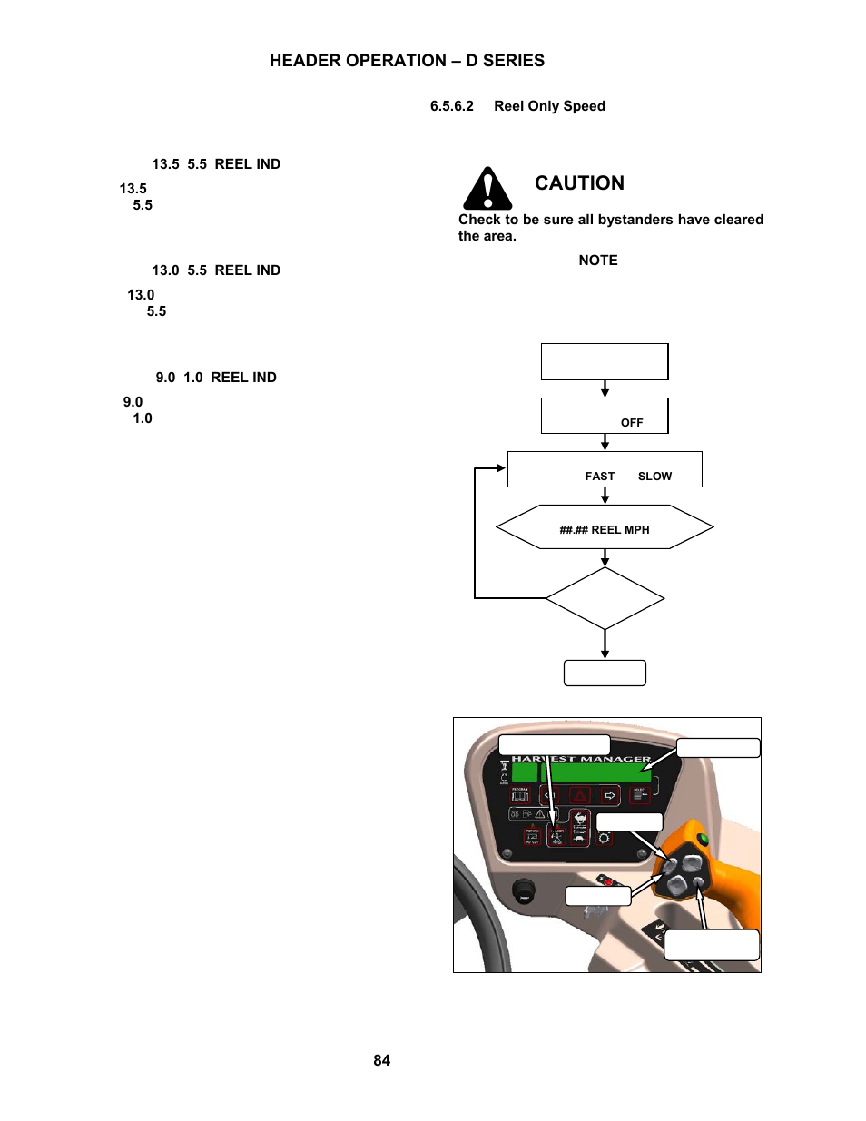 Caution, Header operation – d series | MacDon M100 SP Operators Manual User Manual | Page 86 / 193