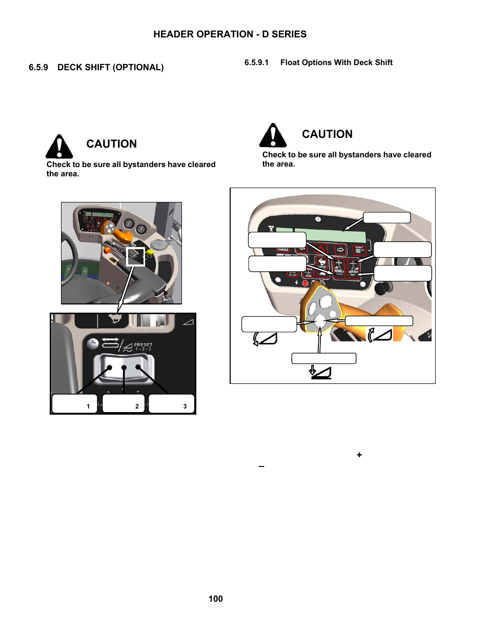 Caution, Header operation - d series | MacDon M150 SP User Manual | Page 102 / 234