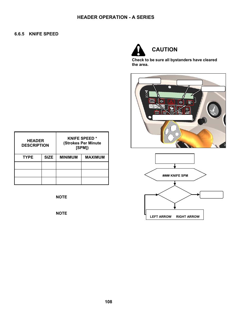 Caution, Header operation - a series | MacDon M150 SP User Manual | Page 110 / 234