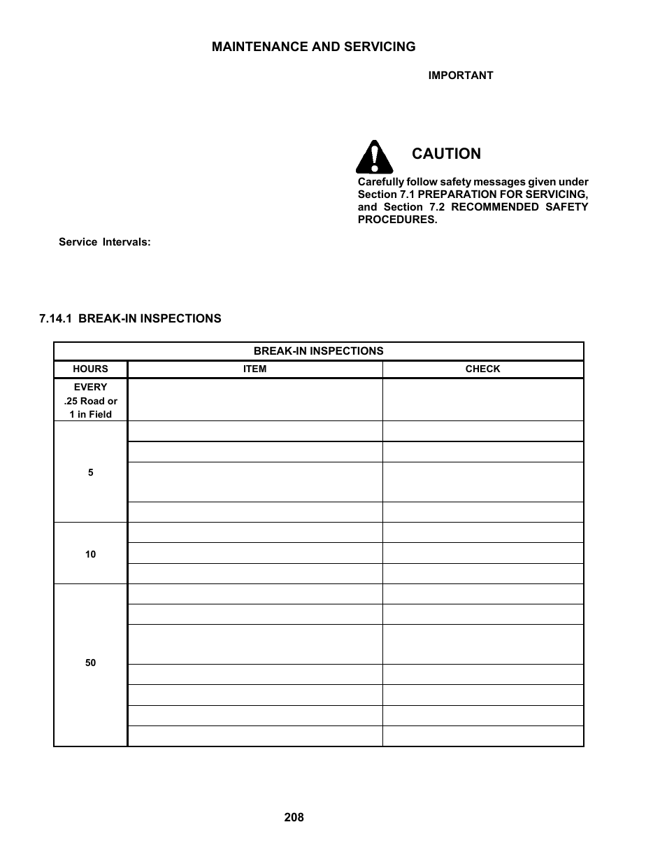 Caution, Maintenance and servicing, 14 maintenance schedule | MacDon M150 SP User Manual | Page 210 / 234