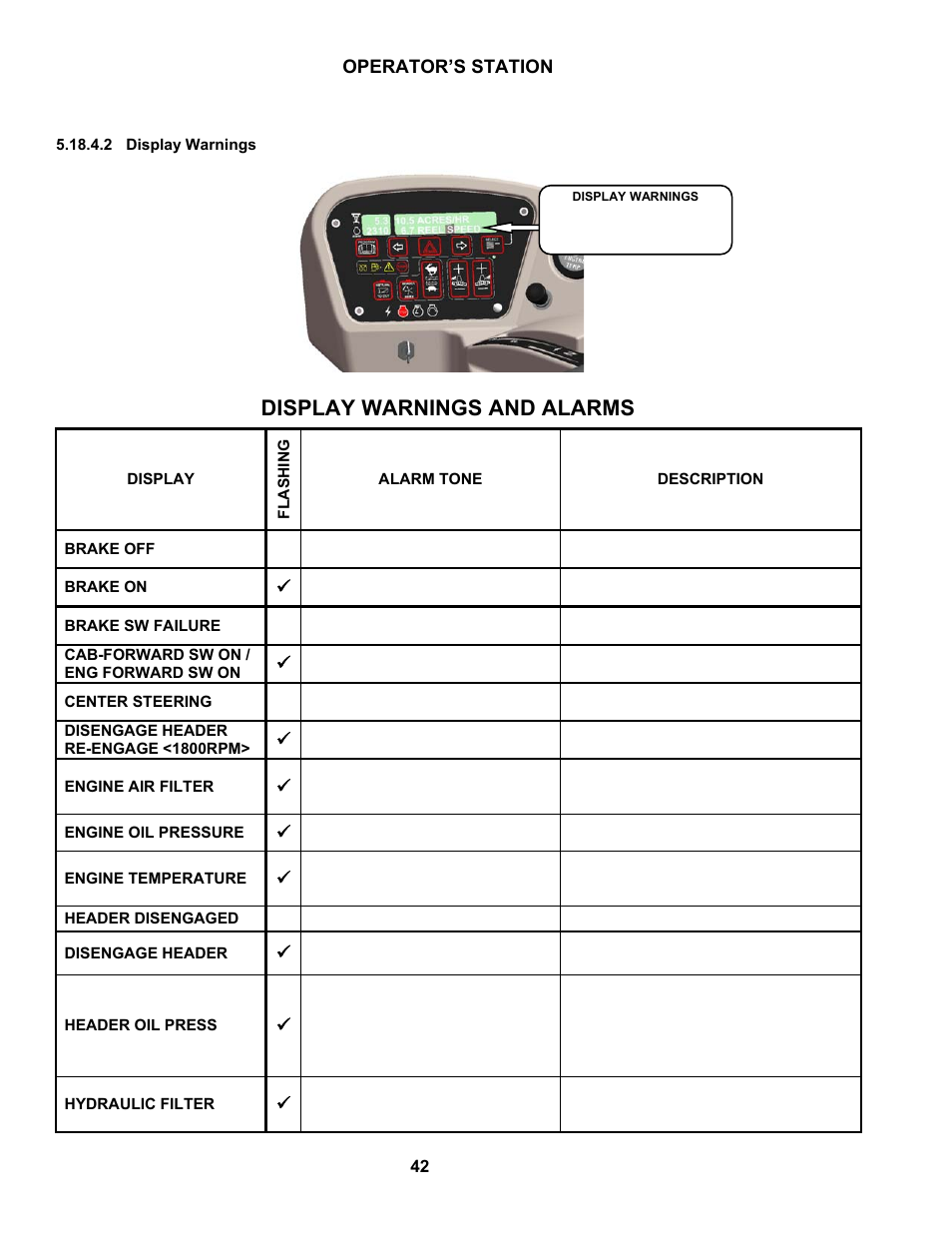 Display warnings and alarms | MacDon M150 SP User Manual | Page 44 / 234