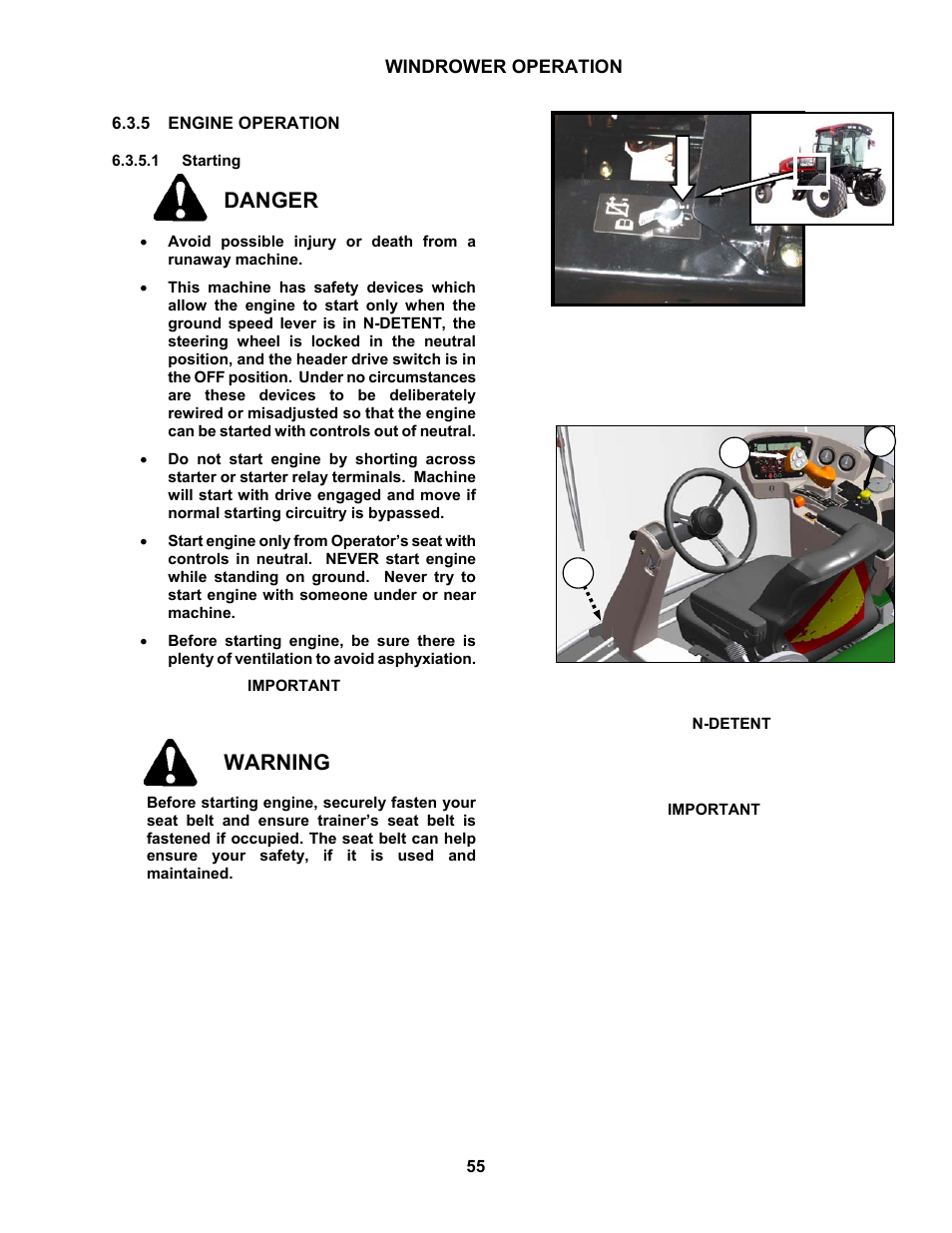 Danger, Warning | MacDon M150 SP User Manual | Page 57 / 234