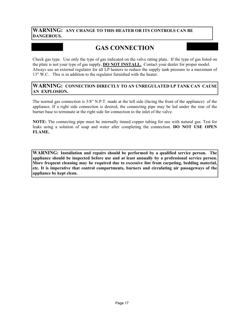 Gas connection | New Buck Corporation 42 User Manual | Page 19 / 52