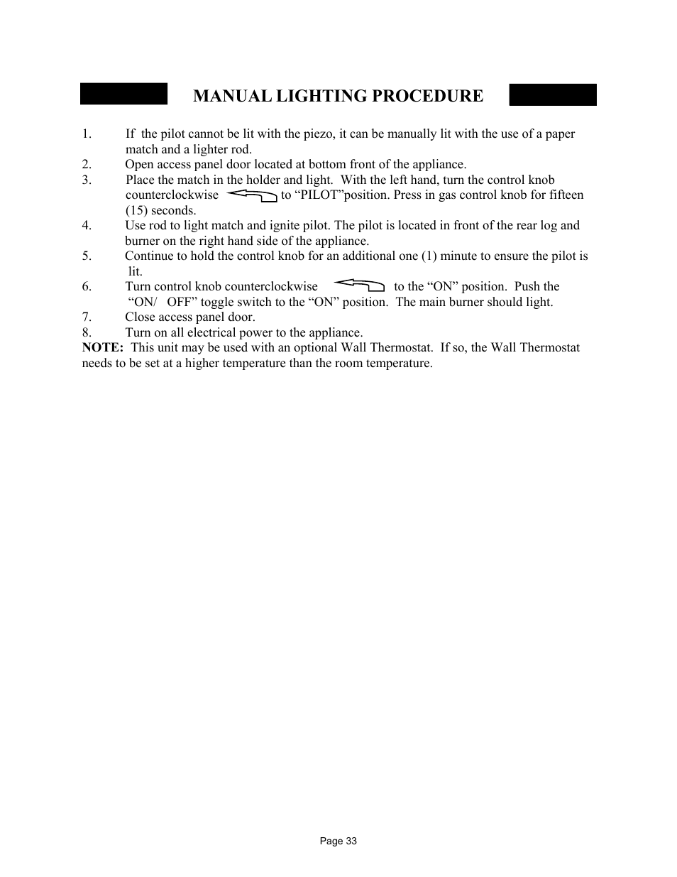 Manual lighting procedure | New Buck Corporation 42 User Manual | Page 35 / 52