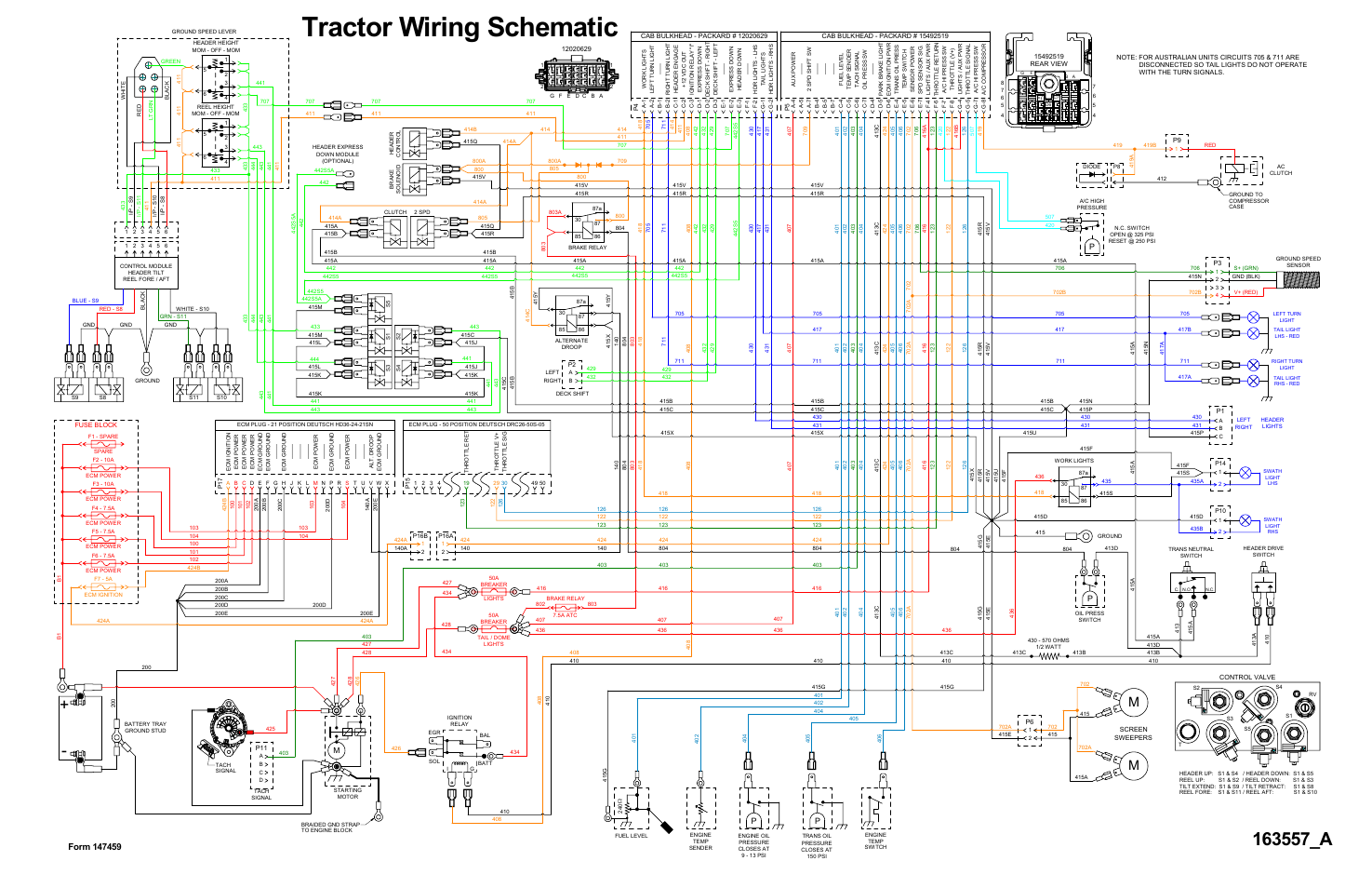 Tractor wiring schematic | MacDon 9352c SP User Manual | Page 153 / 155