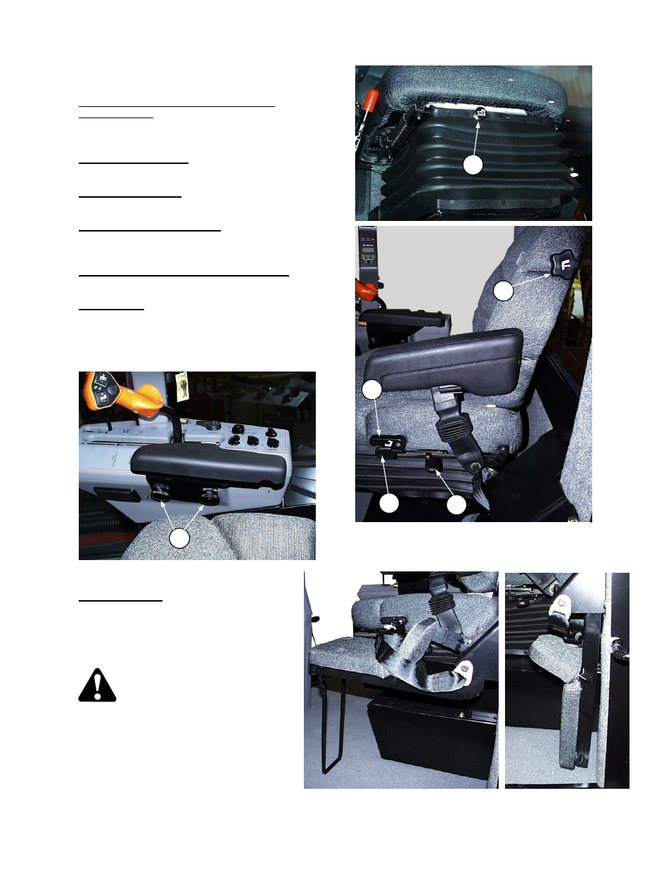 Operator's station seat adjustments | MacDon 9250 SP User Manual | Page 28 / 160