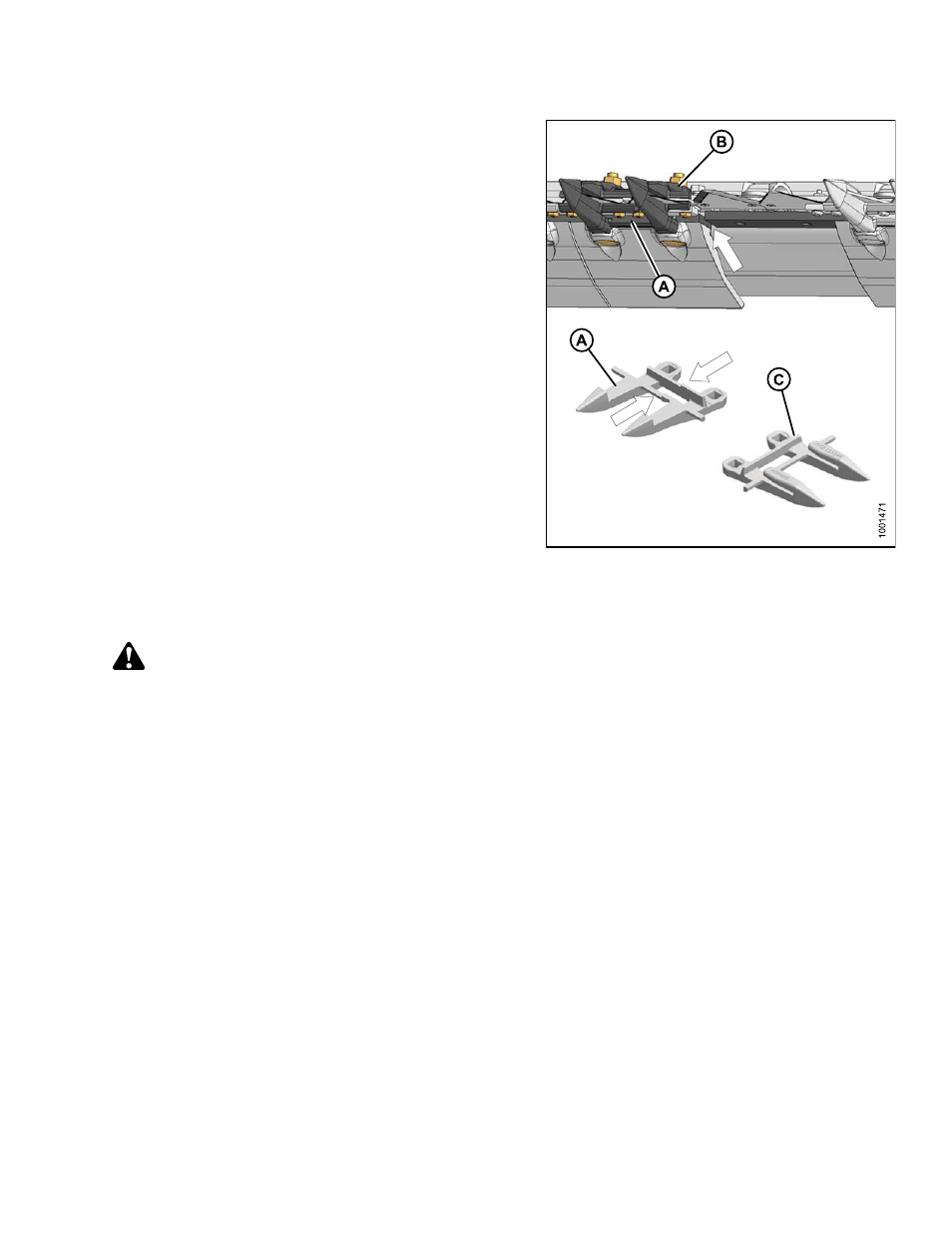 Replacing stub guards on a single knife header, Warning | MacDon D65 SP DHOM User Manual | Page 159 / 292