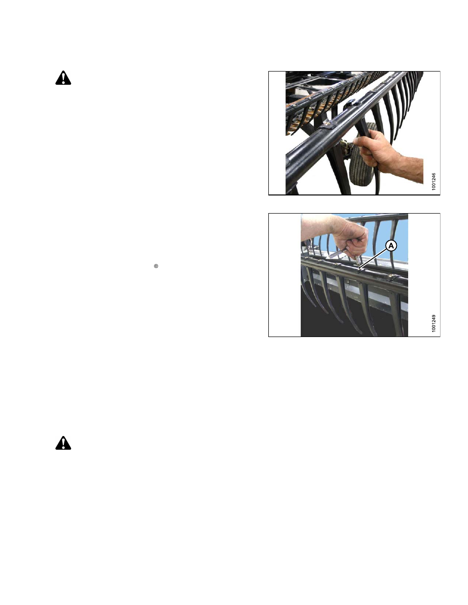 Installing plastic fingers, 5tine tube bushings, Removing bushings from 5-, 6- or 9-bat reels | Tine tube bushings, Warning, 5 tine tube bushings | MacDon D65 SP DHOM User Manual | Page 219 / 292