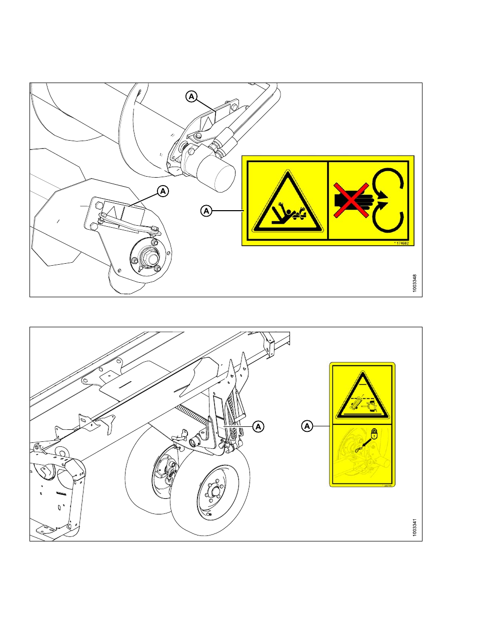 8safety decal locations, Safety decal locations, 8 safety decal locations | MacDon D65 SP DHOM User Manual | Page 22 / 292