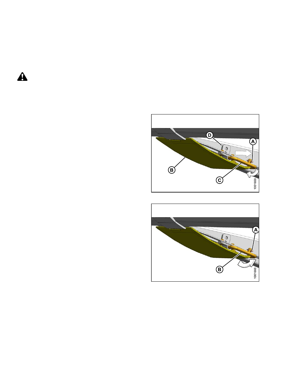 Adjusting inner skid shoe, Adjusting outer skid shoe, Danger | MacDon D65 SP DHOM User Manual | Page 66 / 292