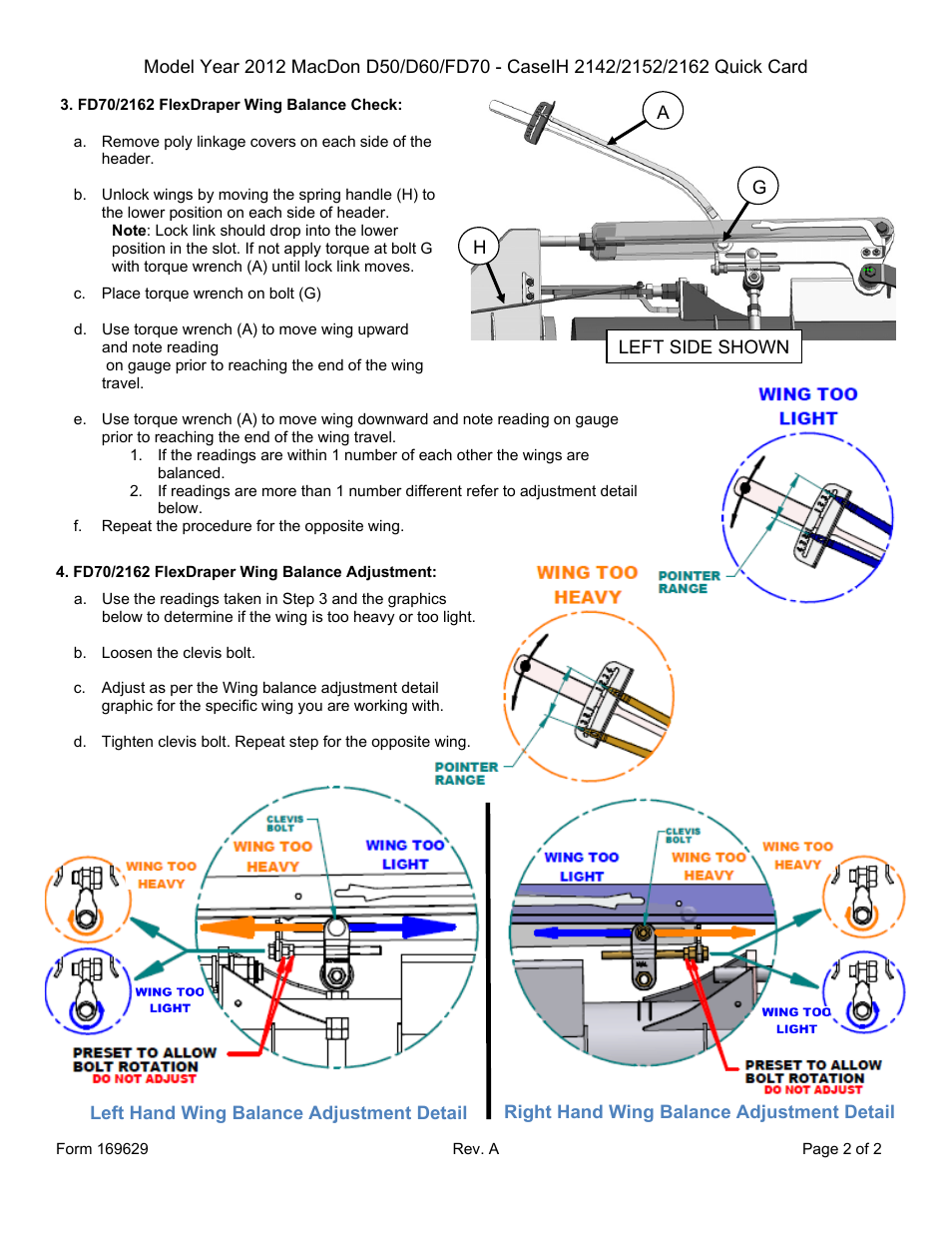 MacDon D50 Quick Card 2012 User Manual | Page 2 / 2