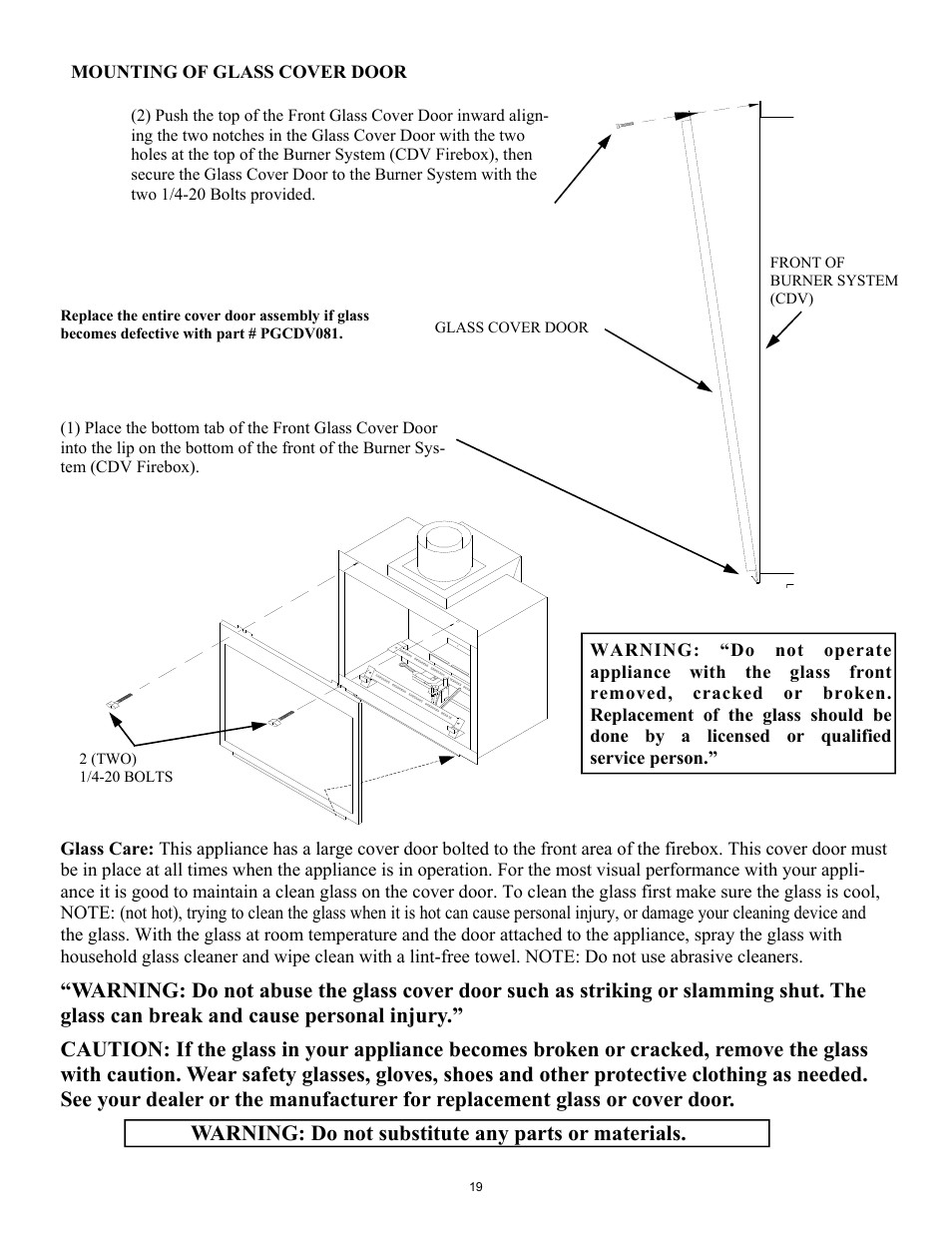 Warning: do not substitute any parts or materials | New Buck Corporation CDVB200 User Manual | Page 23 / 40