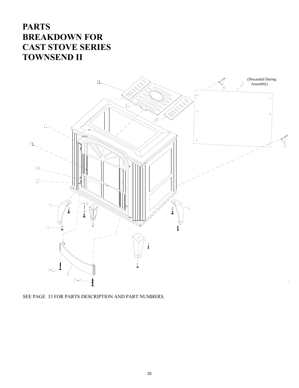 Parts breakdown for cast stove series townsend ii | New Buck Corporation CDVB200 User Manual | Page 36 / 40